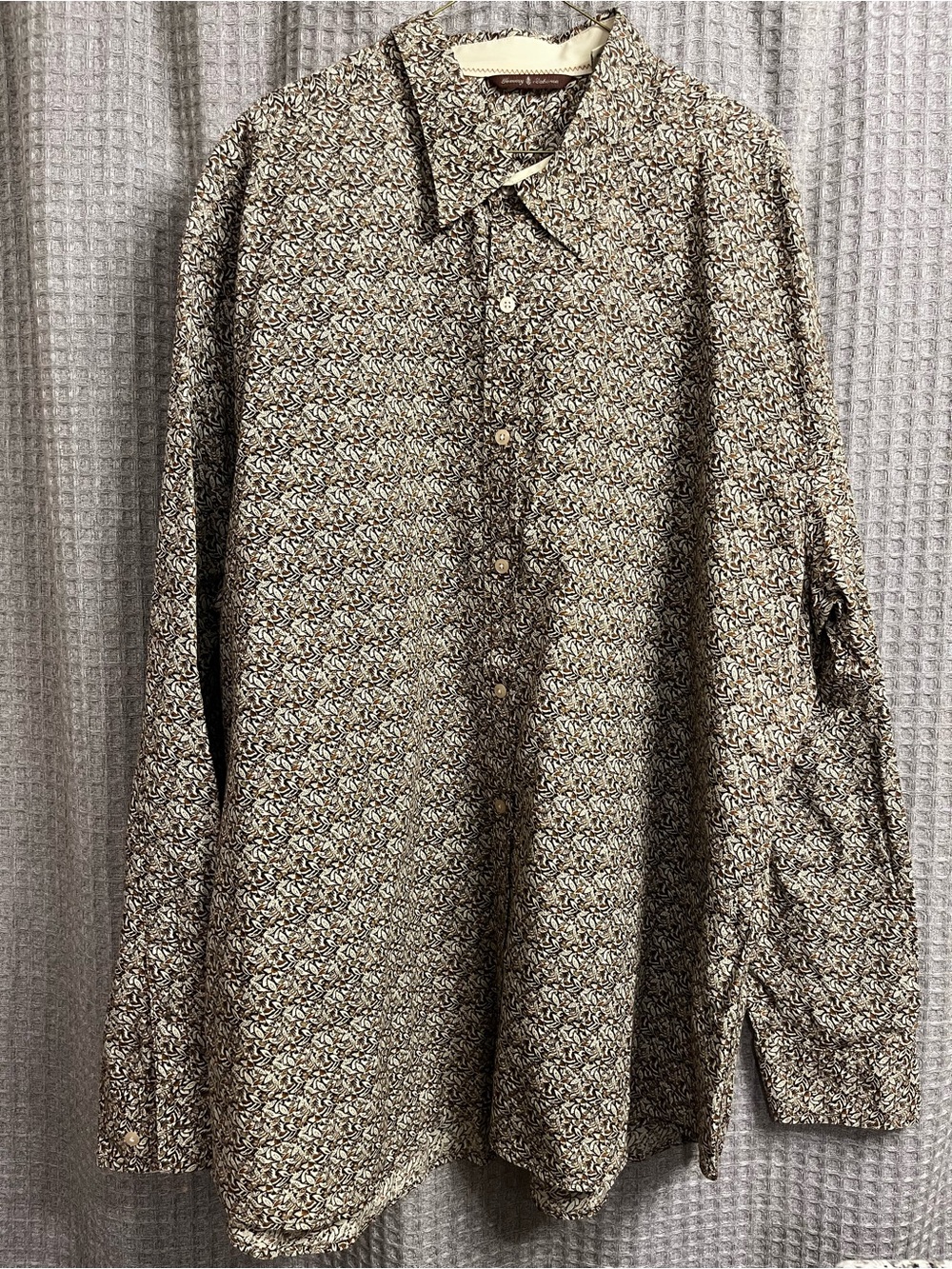 Tommy Bahama Men’s XXL Brown Floral Leaf Print Button Up Shirt